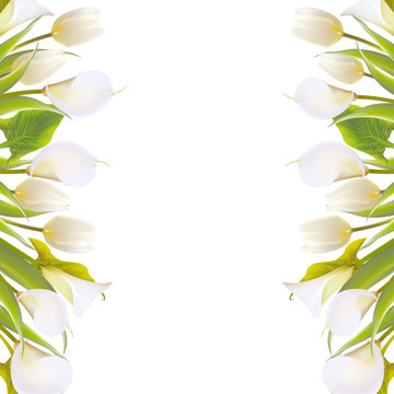 Spring flowers backround with text lettering.