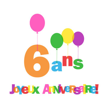 Photo de stock Salutations d'anniversaire joyeuses pour 6 ans 2118071192