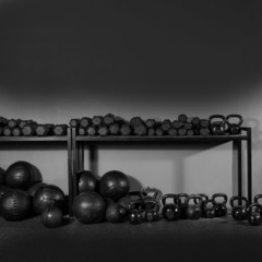 Kettlebell and dumbbell weight training gym