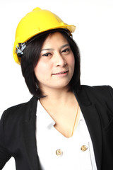 Engineer woman in yellow Hat