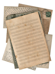 grungy paper sheet for musical notes and postcards