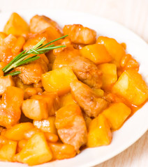 meat with potato and beans
