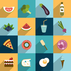 Collection of diet and fat food.