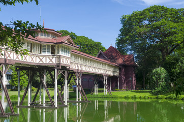 Fototapeta na wymiar Beautiful building in Sanamchan Palace at Nakhon Pathom province (Thailand)