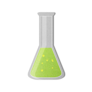 paper cut of chemical bottle in science lab is beaker icon
