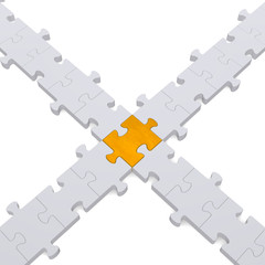 3d puzzle intersection on white