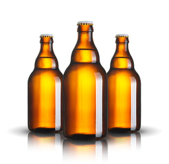 beer bottles isolated on white background