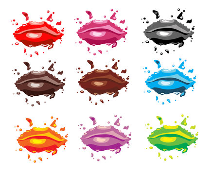 set of multicolored lips