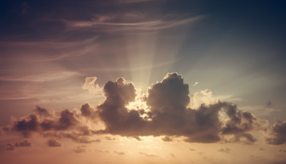 Sunset. blue sky and clouds.