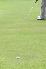 Obraz premium Golfer on putting green.