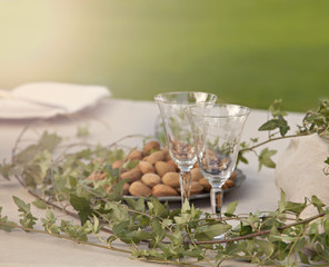 Romantic garden table setting