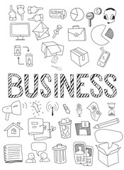 Hand drawn vector illustration set of business.