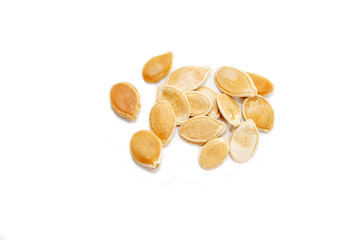 Dried Pumpkin Seeds Isolated Over White