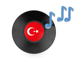 Vinyl disk with flag of turkey