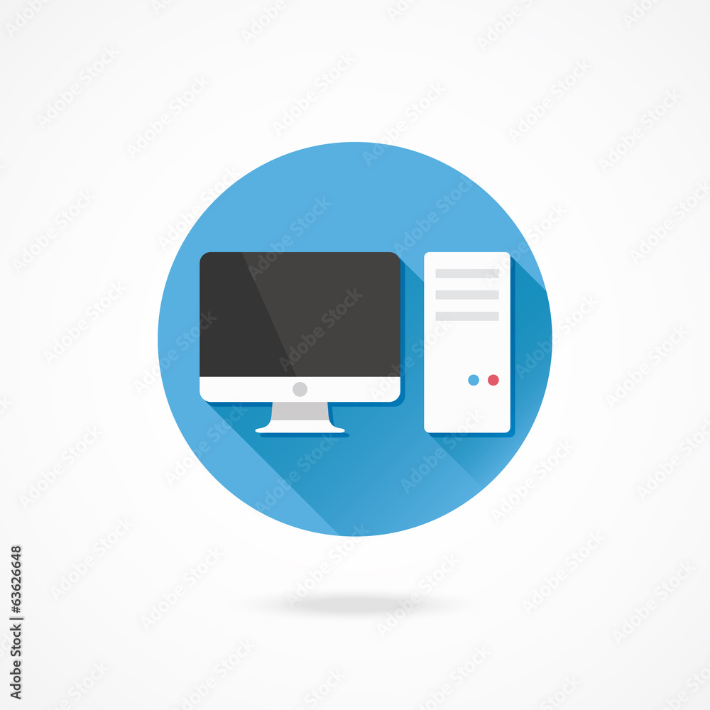 Poster vector computer system unit and monitor icon
