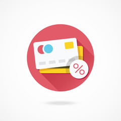 Vector Credit Card and Percent Sign Icon