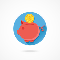 Vector Piggy Bank and Gold Coin Icon