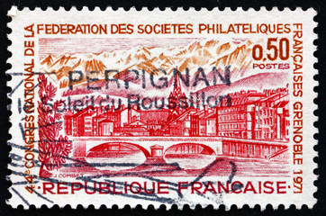Postage stamp France 1971 View of Grenoble