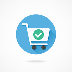 Vector Shopping Cart and Check Mark Icon