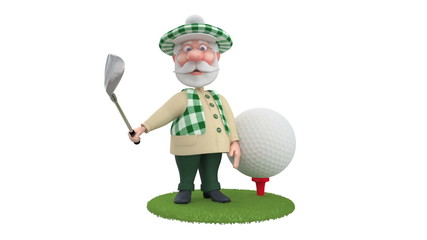 3d little man golfist.