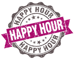 Happy hour violet grunge retro vintage isolated seal
