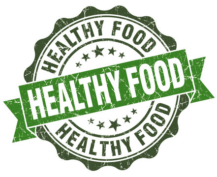 Healthy food green grunge retro vintage isolated seal