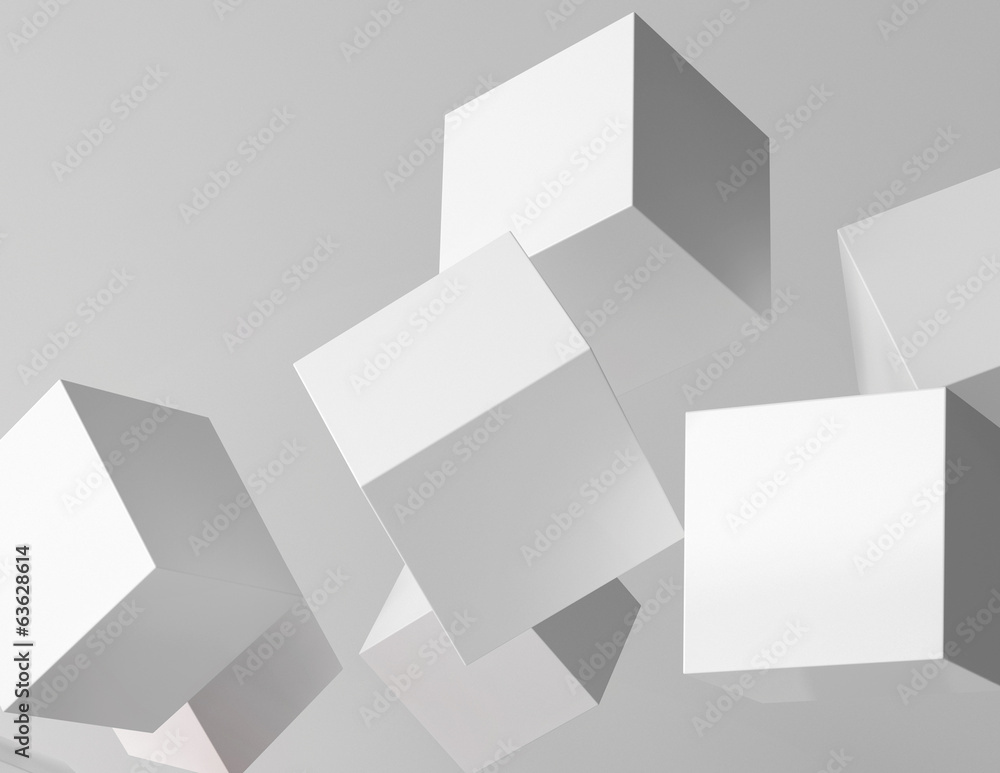 Wall mural 3d rendering of white cubes