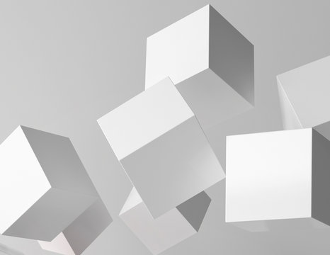 Fototapeta 3d rendering of white cubes