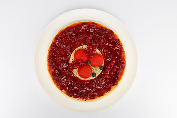 cheesecake with branches red currants