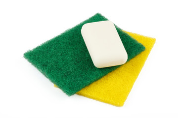 Soap and bath sponges for cleaning of the sanitary engineering