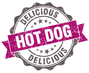 Fototapeta premium Hot dog violet grunge retro vintage isolated seal