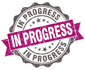 In progress violet grunge retro vintage isolated seal