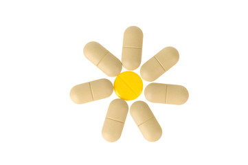 Pills isolated on white background
