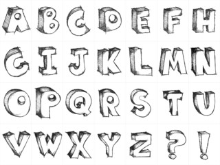 Sketchy hand drawn vector capital alphabet