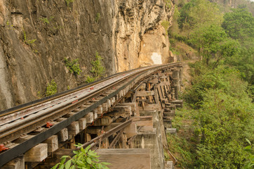 Railroad tracks in rural areas, with the natural site, Thailand