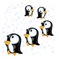 pinguini sotto la neve