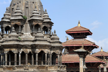 Hindu temple and roofs of pagoda on the Durbar