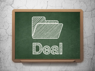 Business concept: Folder and Deal on chalkboard background