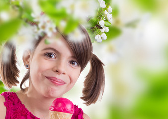 Little cute girl with ice cream