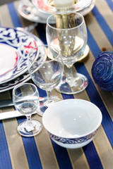 .Ceramic tableware on the table