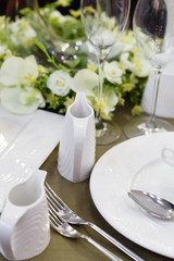 .Ceramic tableware on the table