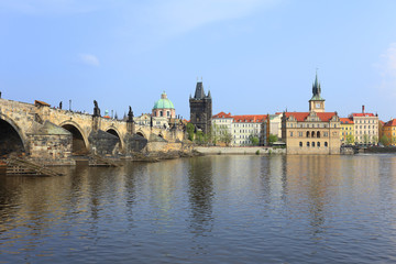 Fototapeta na wymiar Spring Prague Old Town with Charles Bridge