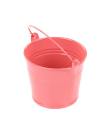 Pink metal bucket.