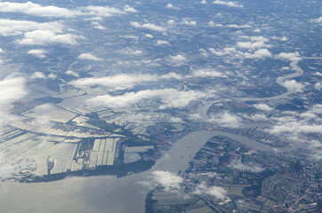 aerial view of clouds and village landscape © chokniti