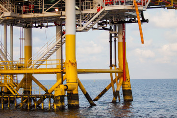 Oil and gas platform in the gulf or the sea