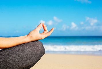 Fototapeta na wymiar Young woman practicing morning meditation yoga