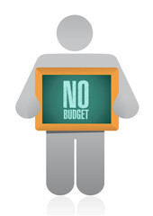 icon holding a no budget sign illustration design