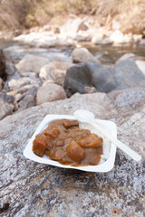 河原で食べるカレーライス