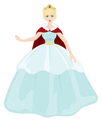 Beautiful Princess with Blue Dress on a white background
