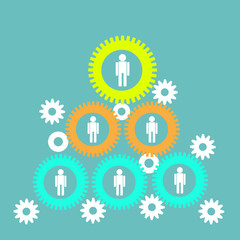 corporate teamwork with gear and employee symbol